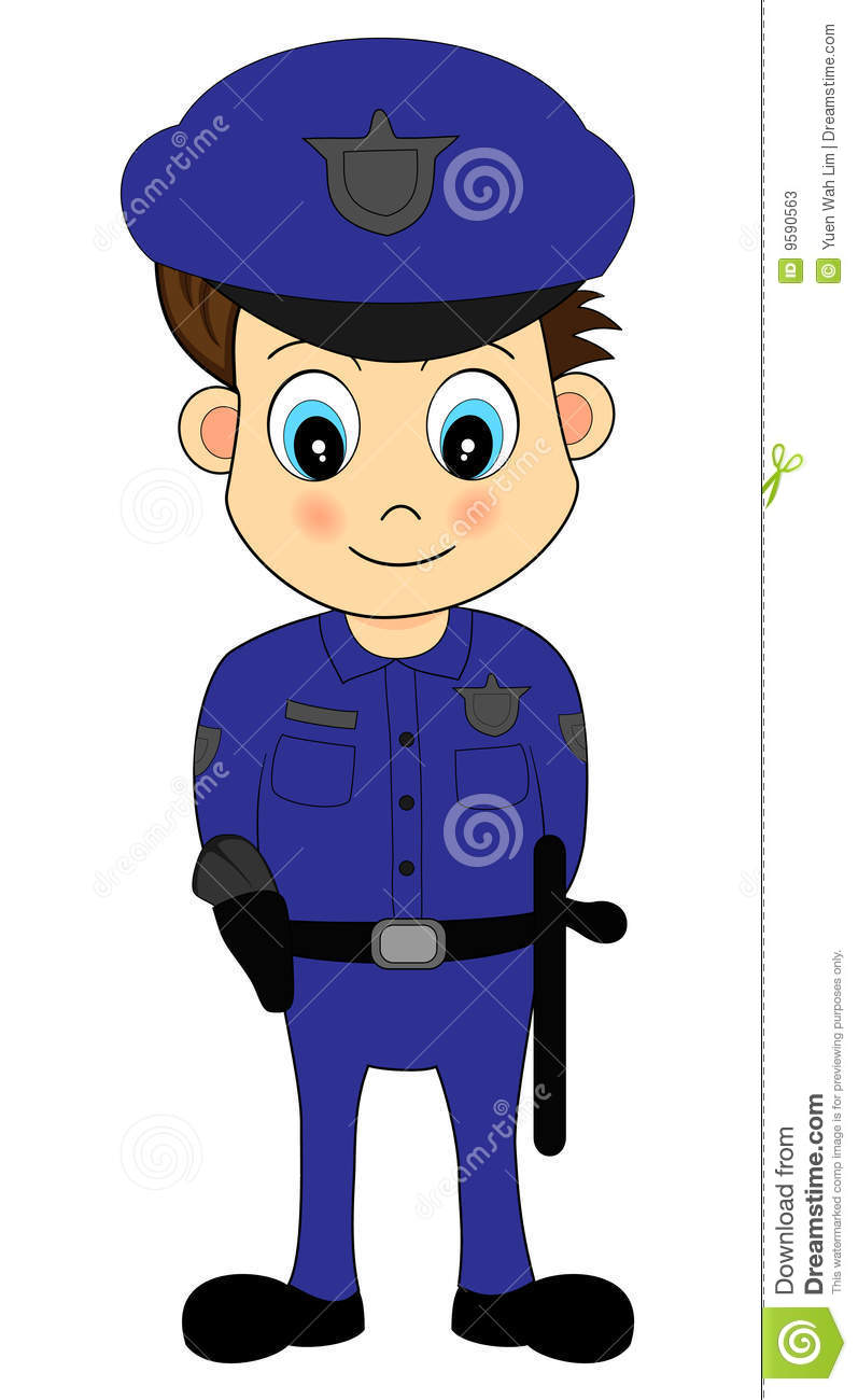Cute Cartoon Male Police Officer In Blue Uniform Stock Photos   Image    