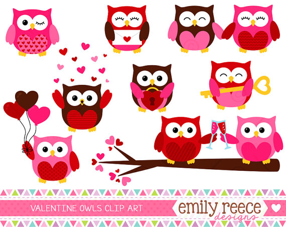 Dollar Sale Valentine S Day Owls Love Hearts Pink Red Cute Clip Art