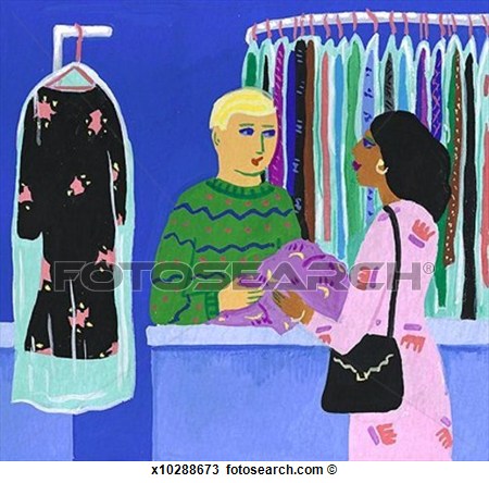Drawing   Woman Picking Up Dry Cleaning  Fotosearch   Search Clipart    