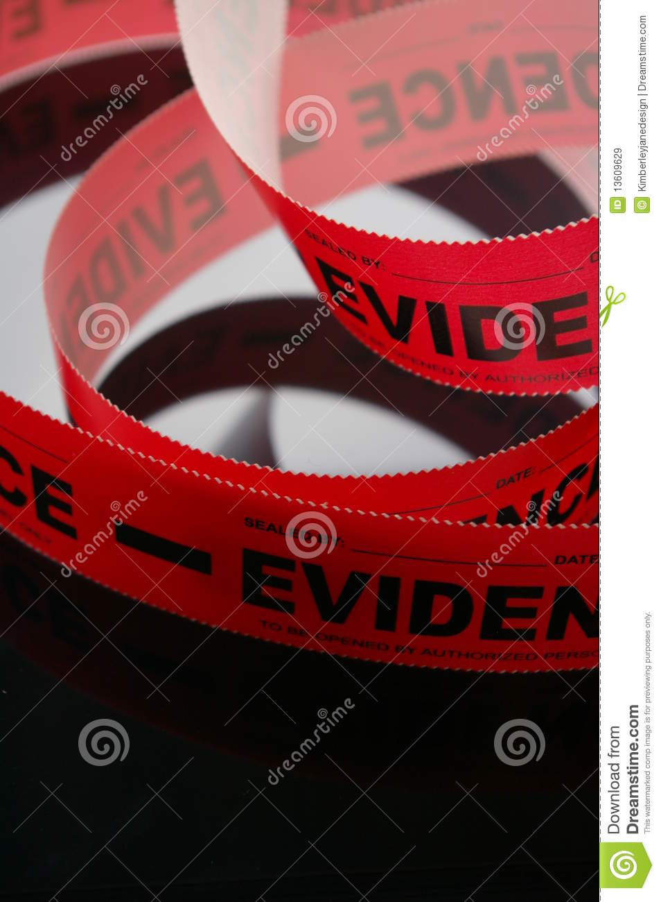 Evidence Tape On A Reflective Surface  Used To Bag And Tag Evidence In