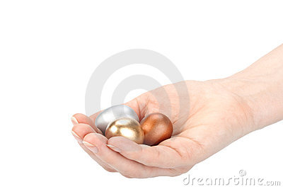 Gold Silver And Bronze Eggs Royalty Free Stock Photo   Image  8681065