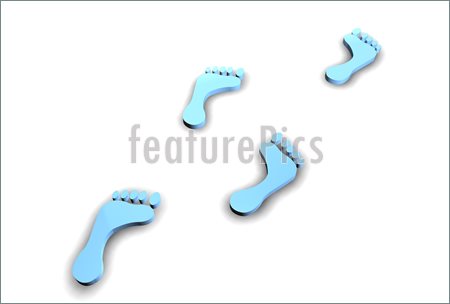 Illustration Of 3d Footprints On A White Background