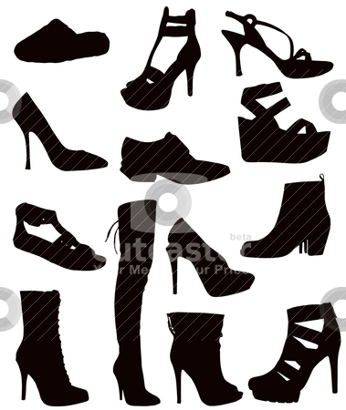 Ladies Footwear Stock Vector Clipart Isolated Ladies Footwear   Black    