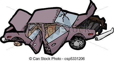 Of A Wrecked Automobile With A Broken    Csp5331206   Search Clipart    