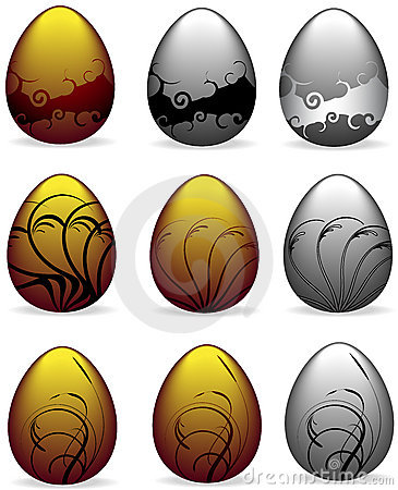 Ornately Decorated Gold And Silver Easter Eggs