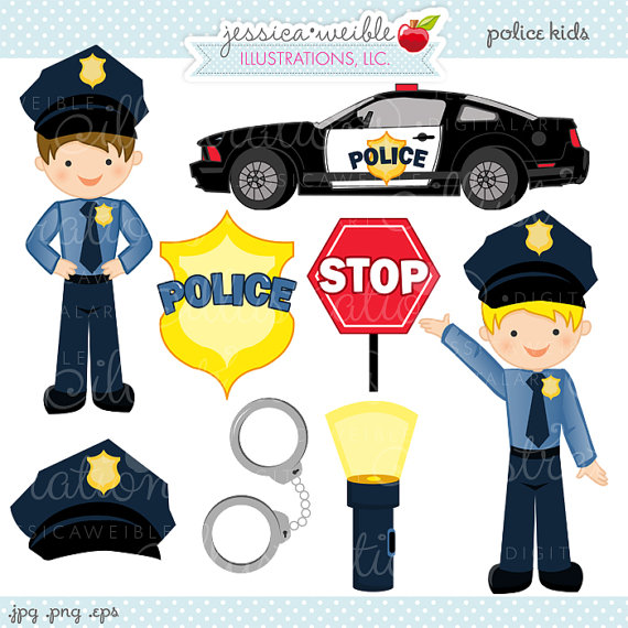 Police Kids Cute Digital Clipart   Commercial Use Ok   Police Clipart    