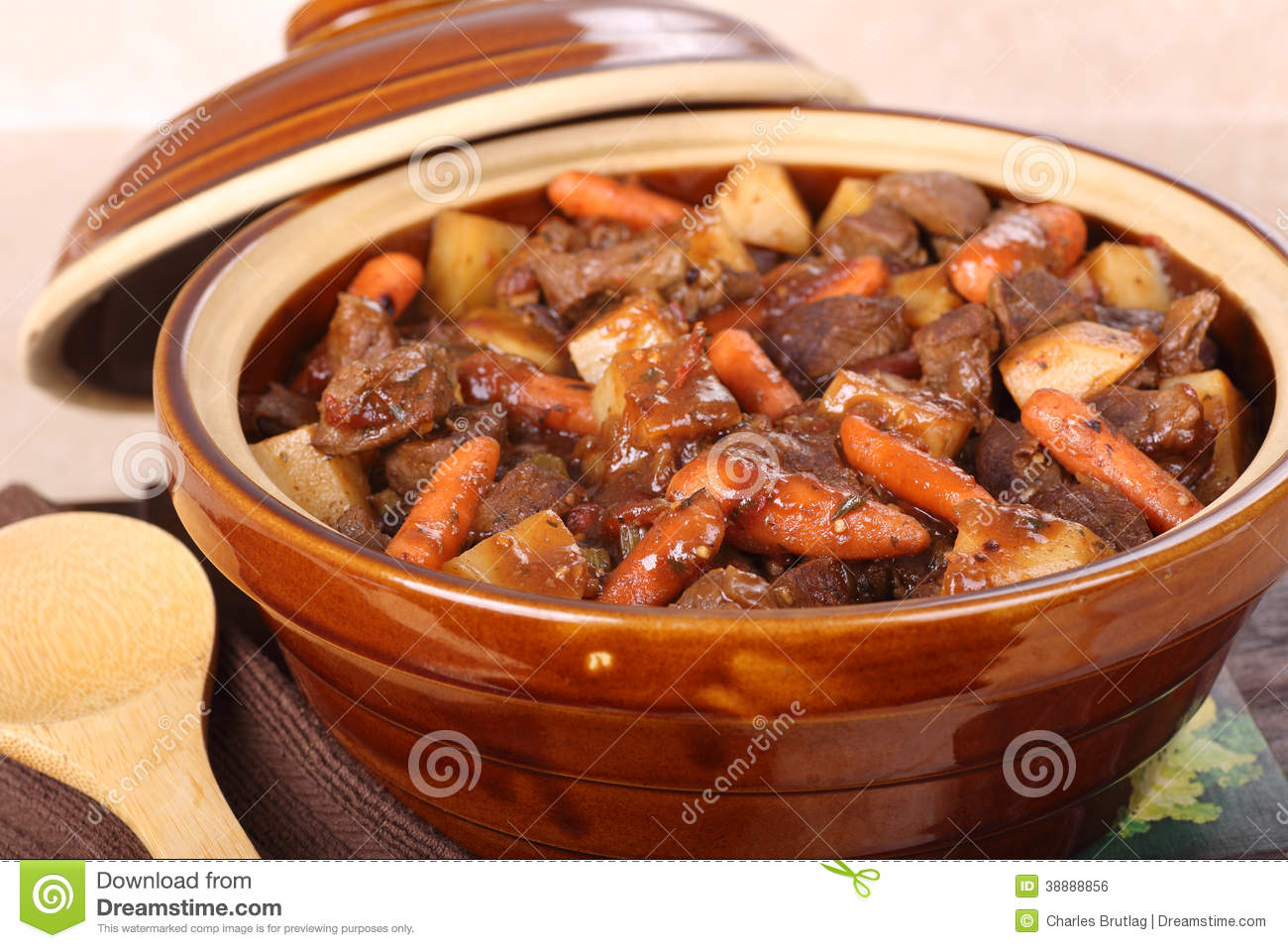Pot Of Beef Stew With Carrots And Potatoes