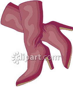 Purple Ladies Boots Royalty Free Clipart Picture