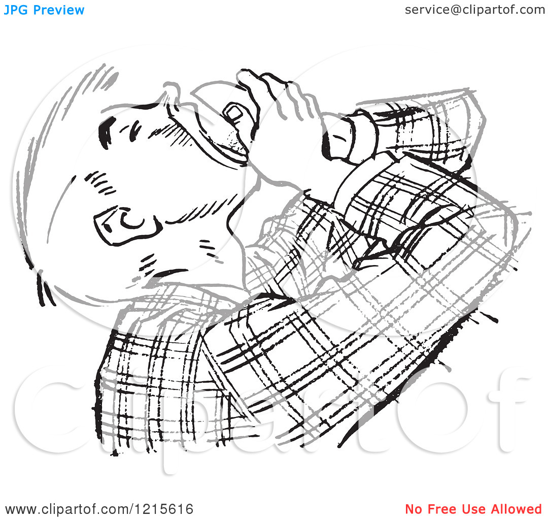 Retro Vector Clipart Of A Vintage Teenage Boy Pouring Food In His    