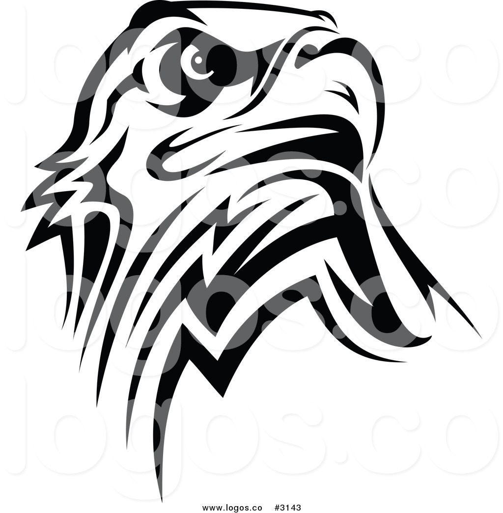Royalty Free Vector Of A Black And White Tribal Eagle Logo By