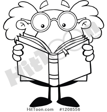 Science Professor Reading A Book   Royalty Free Vector Clipart