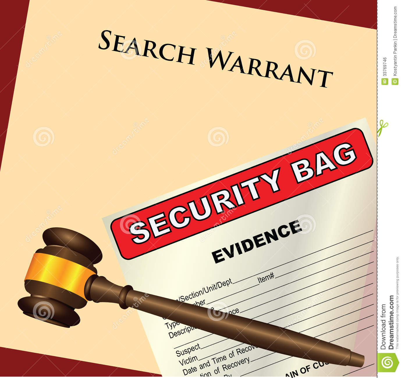 Search Warrant And Evidence Royalty Free Stock Image   Image  33769746