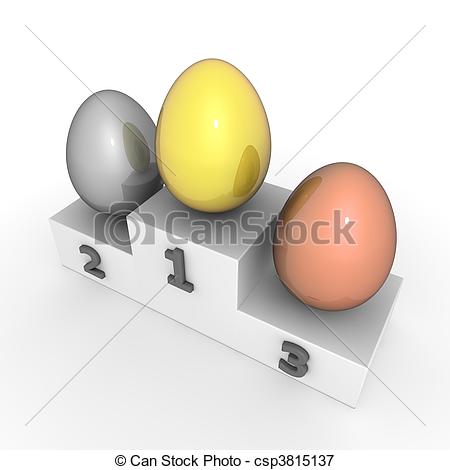 Stock Illustrations Of Victory Podium   Eggs In Gold Silver Bronze