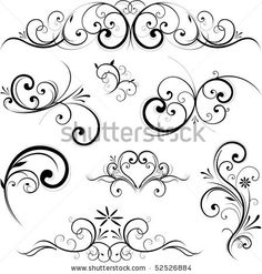 Swirling Flourishes Decorative Floral Elements Stock Vector     More