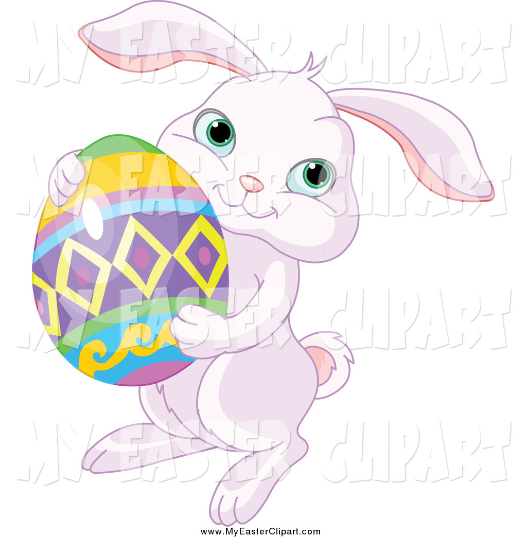 The Easter Bunny Holding A Basket Of Easter Eggs With More Easter