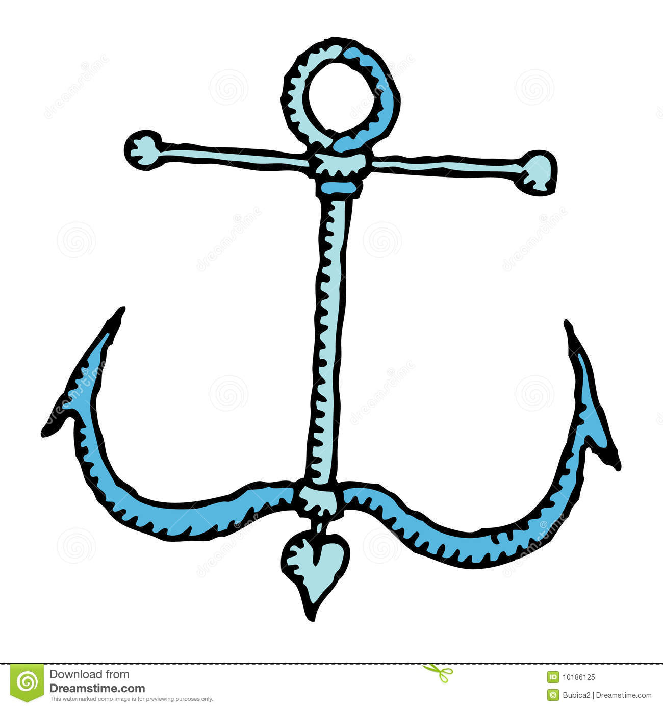 Anchor Sketch With Rope Blue Anchor Rustic Hand