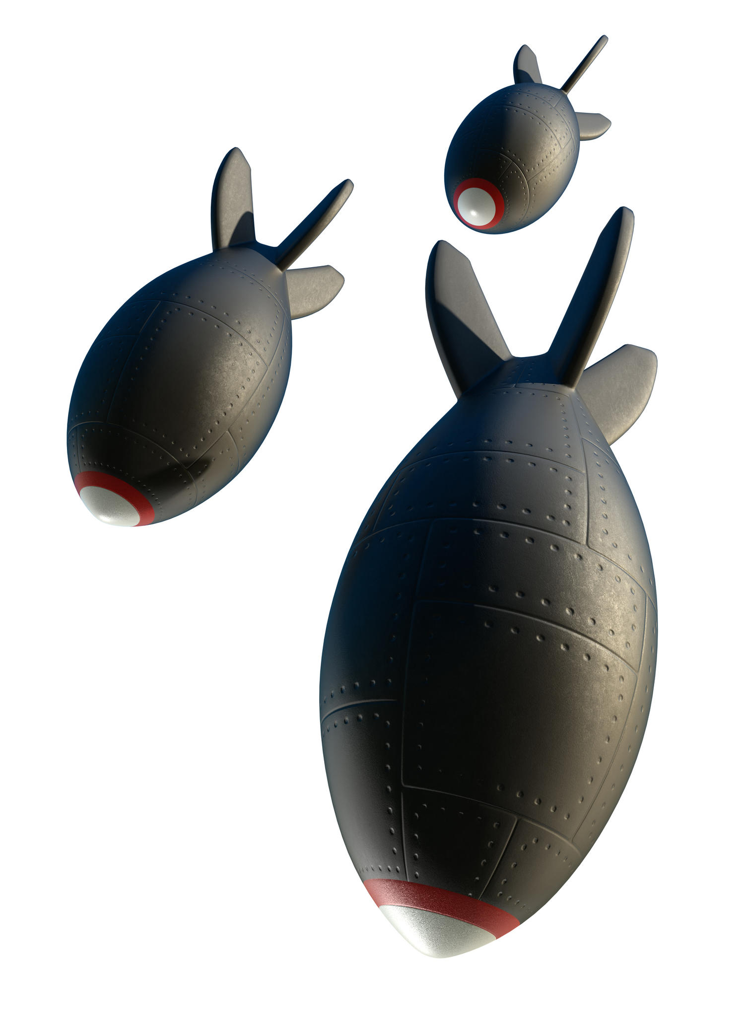 Bombs Falling Over A White Background  Clipping Path Included