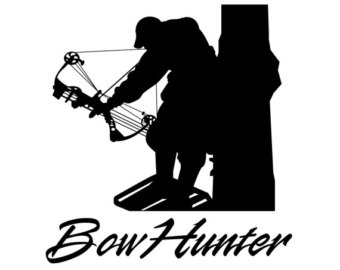 Bow Hunter Tree Stand Silhouette Bow Hunter Vinyl Decal   Deer