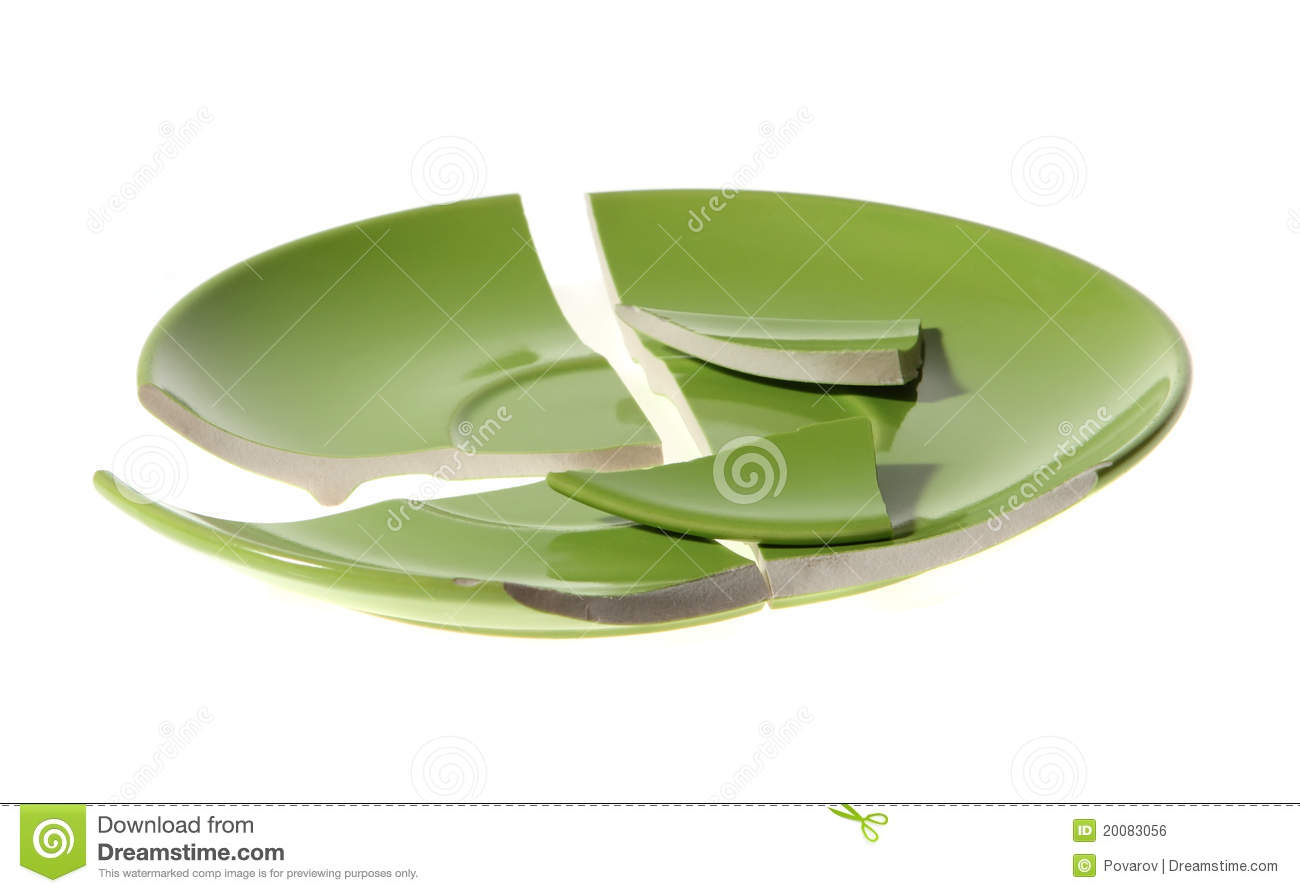 Broken Green Plate Royalty Free Stock Image   Image  20083056
