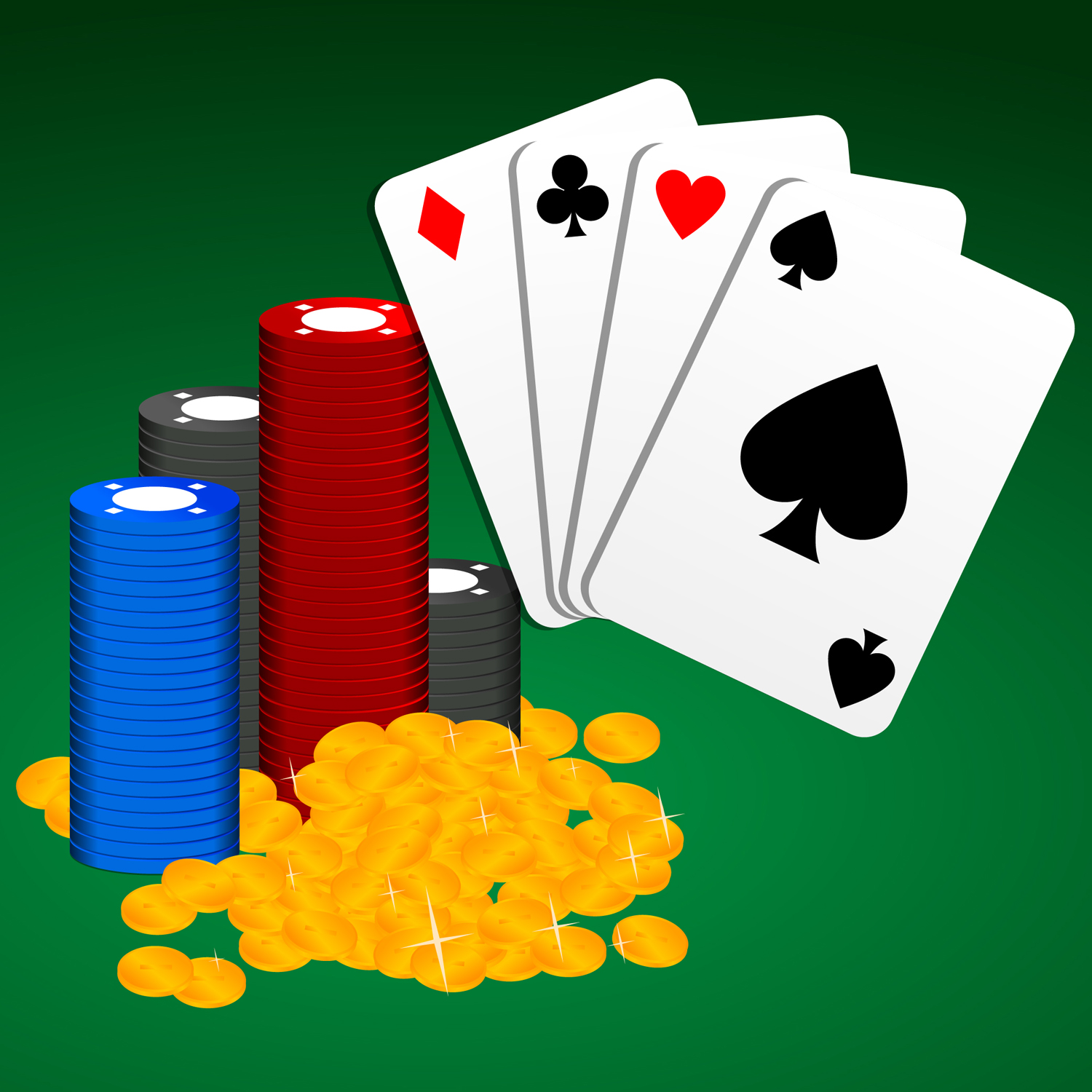 Casino Chips   Playing Cards   Vector Illustration Of Multicolored