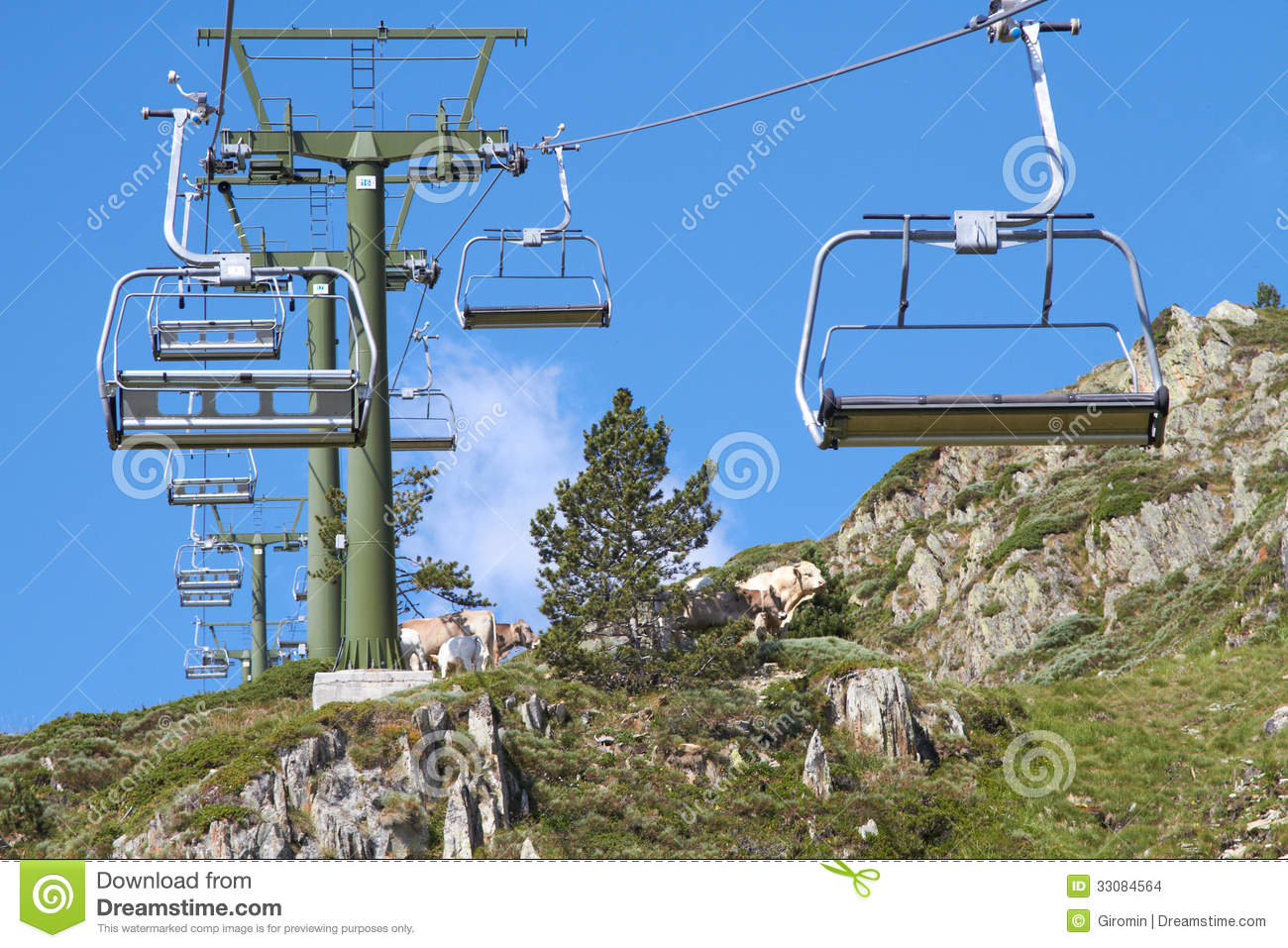 Chair Lift In Summer Landscape Stock Images   Image  33084564