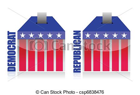 Clip Art Vector Of Democrat Vs Republican Ballot Box Illustration