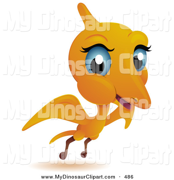 Clipart Of A Cute Yellow Baby Pterodactyl Flying By Bnp Design Studio