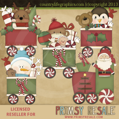 Country Life Graphics   Christmas Trains Clipart Collection