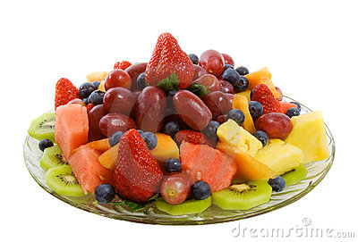 Delicious Fresh Fruit Including Strawberries Blueberries Kiwi Fruit