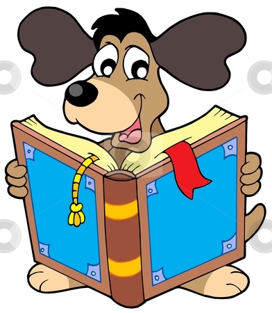 Dog Reading Book Stock Vector Clipart Dog Reading Book   Vector    