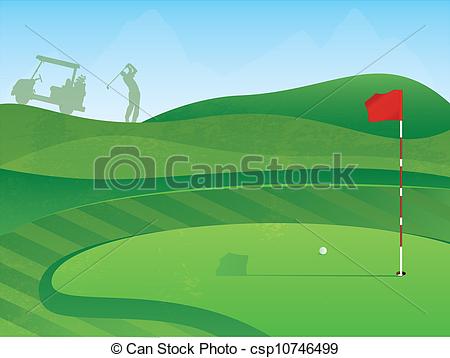 Eps Vectors Of Golf Course Hole   Golf Course Layout With Red Flag And    