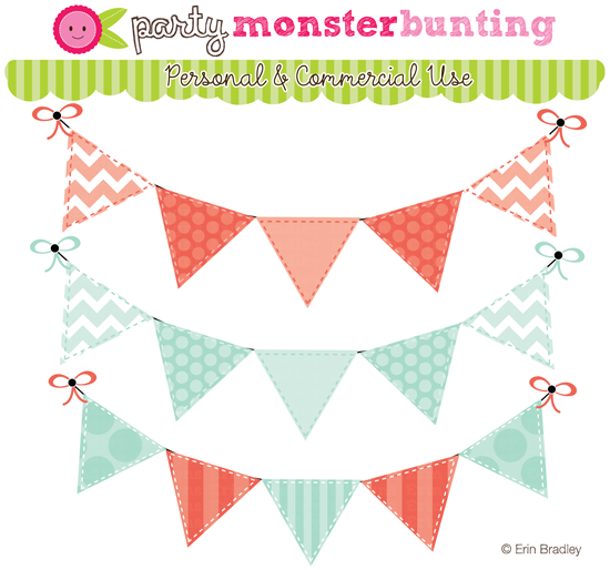 Erin Bradley Designs  New  Matching Bunting For Party Monsters Clipart