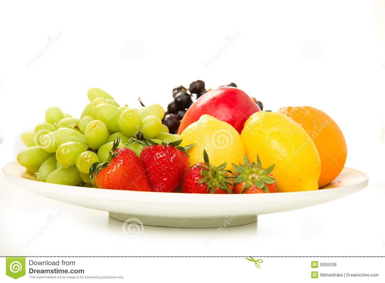 Fruit Platter With Red Grapes Green Grapes Mango Lemon Orange And