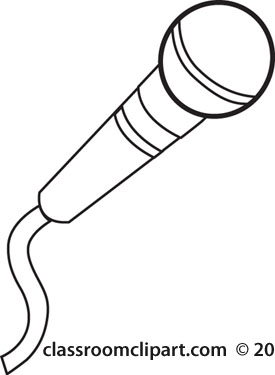 Objects   Microphone2 Outline   Classroom Clipart