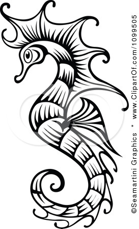 Seahorse Clip Art Black And White Clipart Ornate Black And White