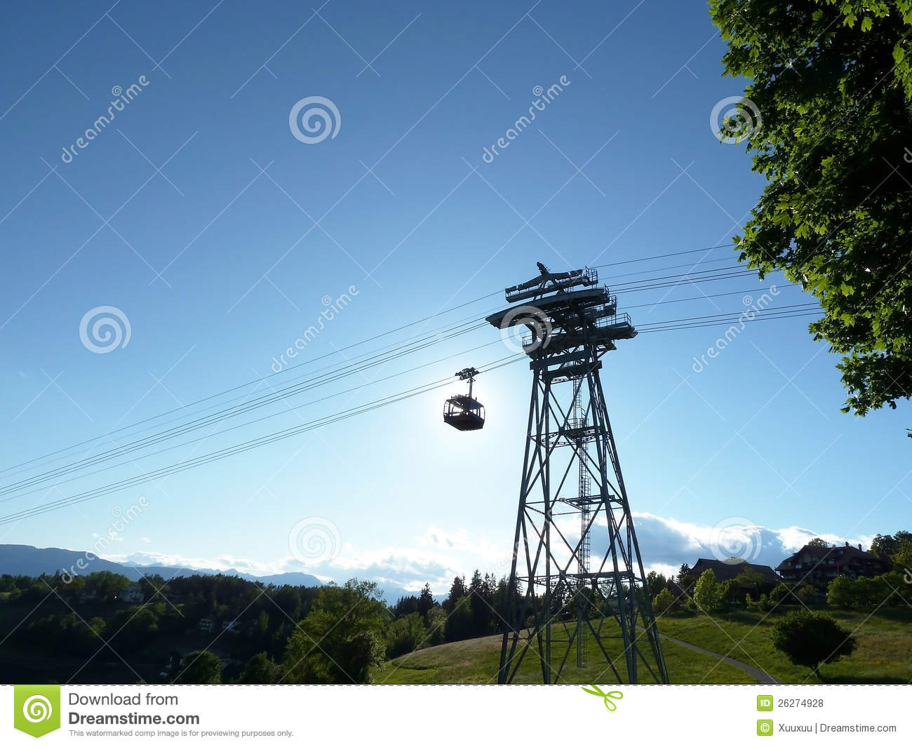 Ski Lift In Summer And Mountain Landscape Royalty Free Stock Photos    