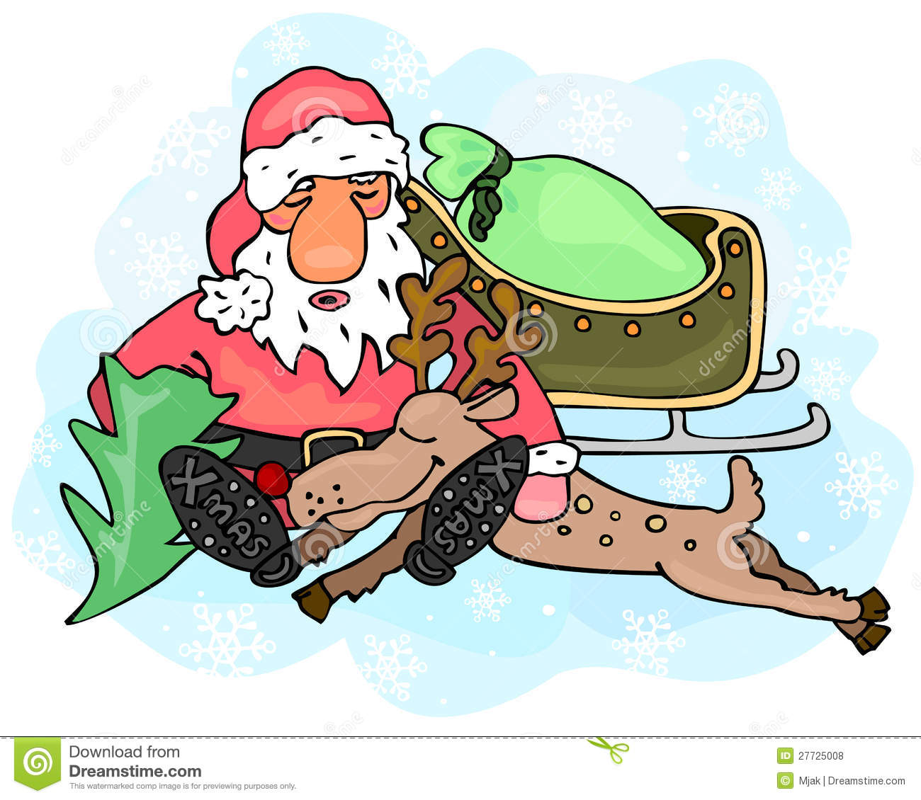 Tired Santa Claus And Reindeer Royalty Free Stock Photos   Image