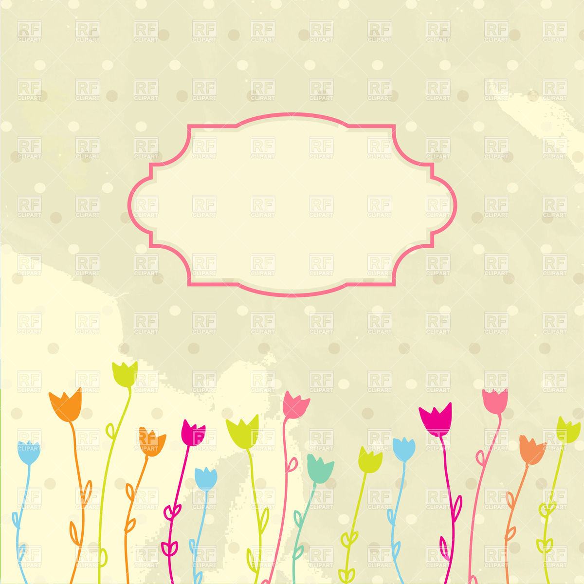 Vintage Frame And Simple Tulips On Worn Background 22754 Borders And    