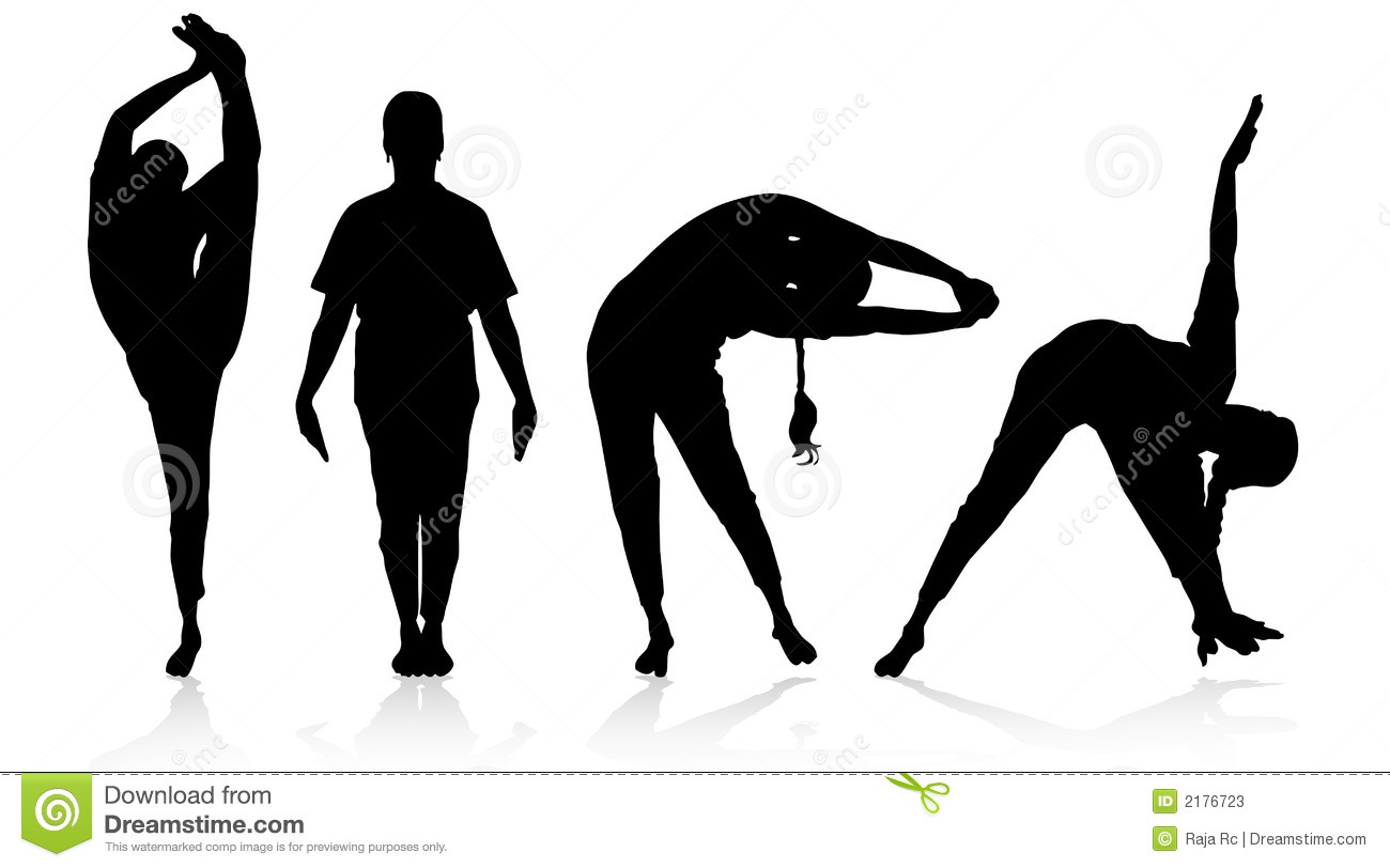 Yoga Women S Silhouettes With Gray Shadows