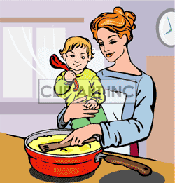Baby Helping Its Mother Cook