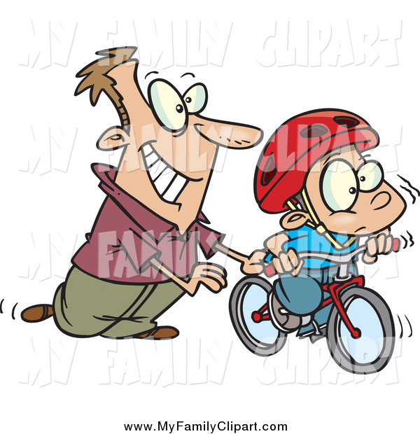     Cartoon Dad Teaching His Son To Ride A Bike By Ron Leishman    1469