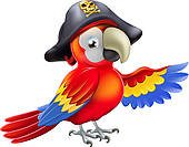 Cartoon Pirate Parrot   Clipart Graphic