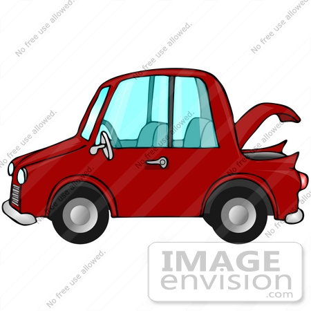Clip Art Graphic Of A Red Compact Car With The Trunk Open    29763 By