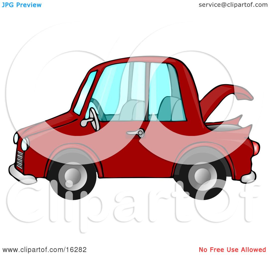 Clipart Illustration Image Of A Compact Red Car With An Open Trunk In