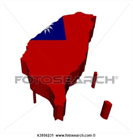Clipart   Taiwan Map Flag 3d Render On White Illustration  Fotosearch