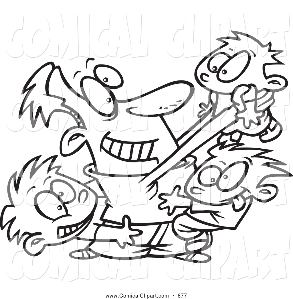 Comical Clip Art Of A Black And White Goofy Dad Horse Playing With His