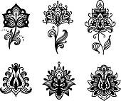 Decorative Indian Or Persian Paisley Flowers