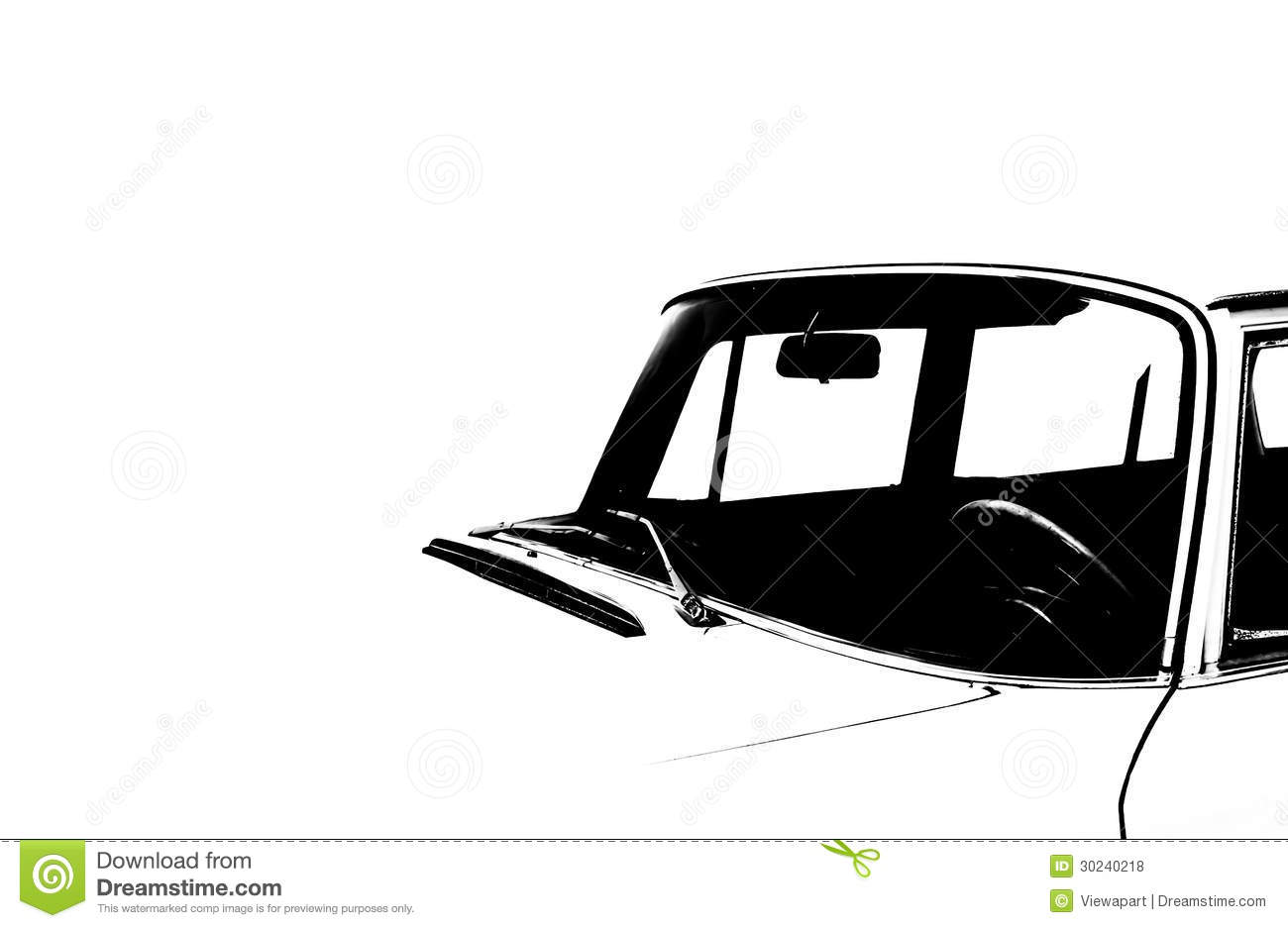 Detail Of A Vintage Car In A Black And White Solihouette