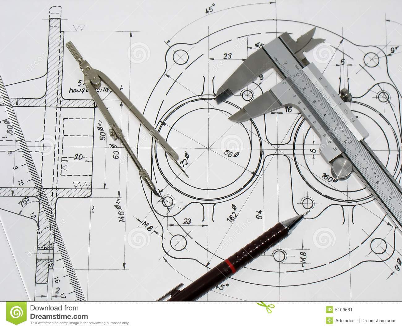Engineering Tools On Technical Drawing 