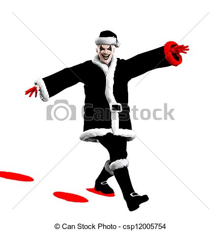 Evil Santa Claus Clown Skipping Through The Snow